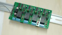 Four channel RF receiver PCB on DIN rail